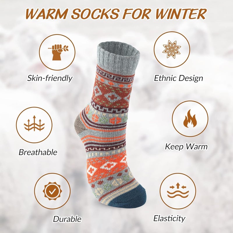 Clothclose Wool Socks - Winter Warm Wool Socks for Women Men, Soft Cozy Sock, Thick Knit Crew Boot Sock for Women Men - Image 3